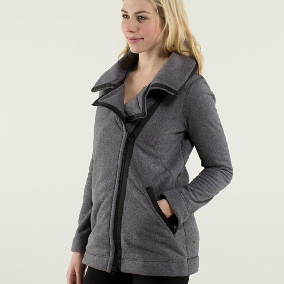 Lululemon Grey Fleece Moto Jacket Size 4 - Picture 4 of 15